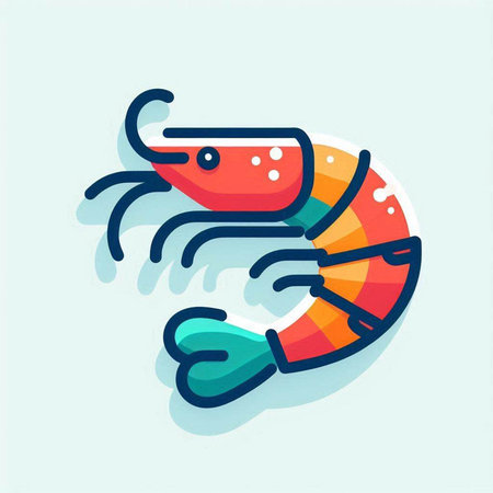 Shrimp icon. Seafood icon. Vector illustration in flat styleのイラスト素材