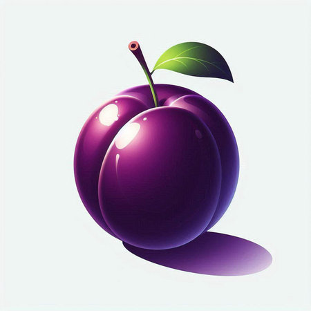 Plum fruit on white background. Vector illustration. Eps 10.のイラスト素材