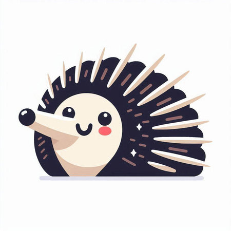 Cute hedgehog isolated on a white background. Vector illustration.のイラスト素材