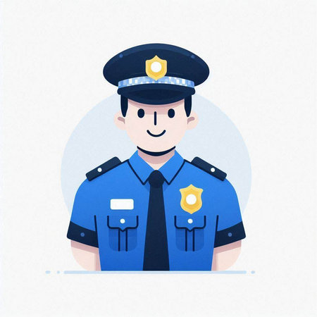 Policeman. Policeman in blue uniform. Vector illustration.のイラスト素材