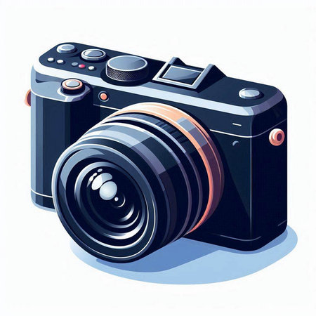 Digital camera isolated on white background. Vector illustration. Eps 10.