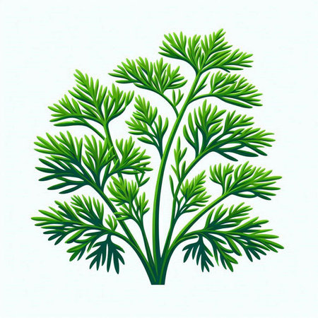 Fresh green dill isolated on the white background. Vector illustration.のイラスト素材
