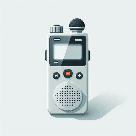 Vector illustration of a portable radio with a microphone on a white backgroundのイラスト素材