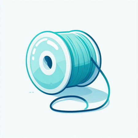 Illustration of a blue spool of thread on a white backgroundのイラスト素材