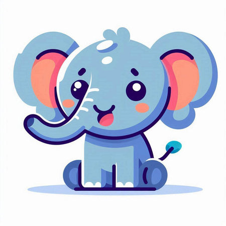 Cute cartoon elephant. Vector illustration isolated on a white background.のイラスト素材