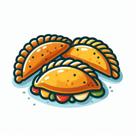 Illustration of a set of empanadas on a white backgroundのイラスト素材