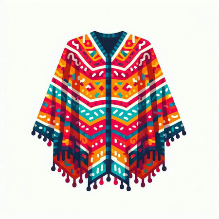 Mexican poncho. Vector illustration isolated on white background.