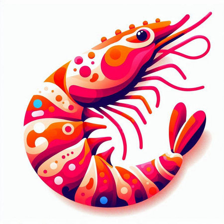Shrimp on a white background. Vector illustration for your design.のイラスト素材