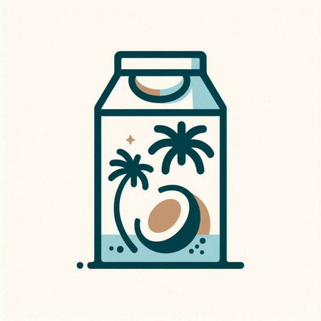Coconut milk carton icon. Hand drawn vector illustration.のイラスト素材