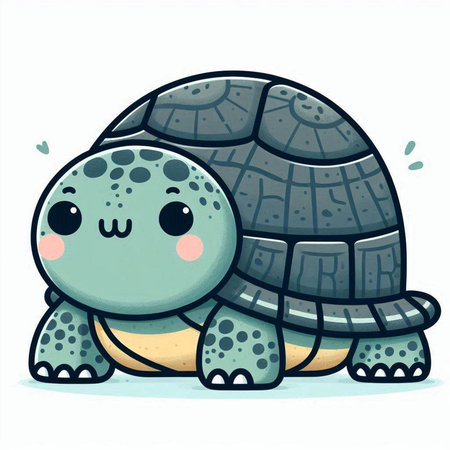 Cute cartoon turtle. Vector illustration isolated on a white background.