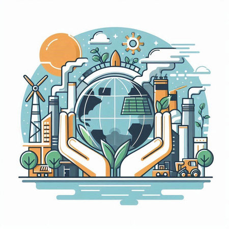 Ecology concept. Renewable energy. Vector illustration in flat styleのイラスト素材