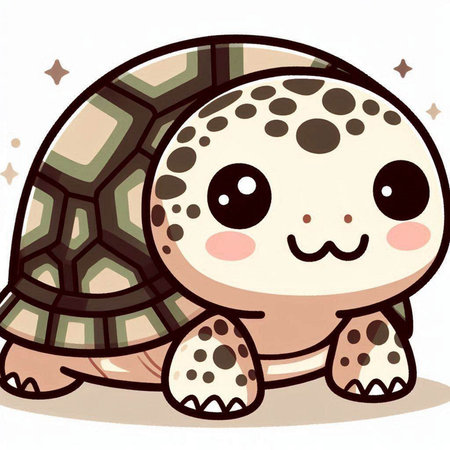 Cute cartoon turtle. Vector illustration isolated on a white background.のイラスト素材
