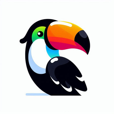 Colorful toucan isolated on a white background. Vector illustration.のイラスト素材
