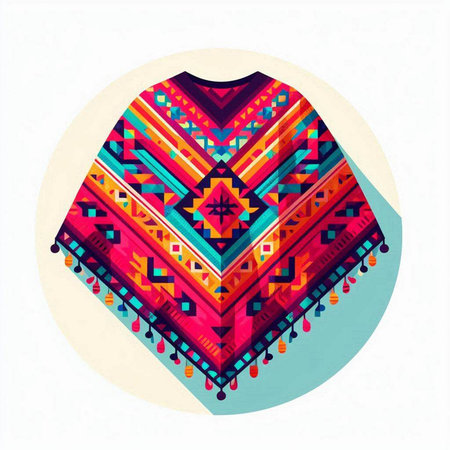 Colorful illustration of a sweater with geometric pattern on a white background