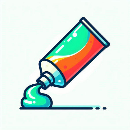 Vector illustration of a tube with paint. Colorful flat icon.のイラスト素材