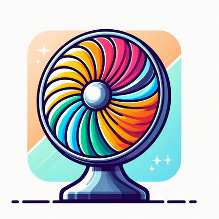 Illustration of a colorful fan on a white background. Vector illustration