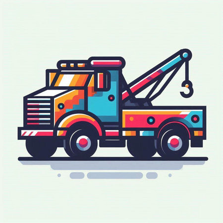 Tow truck vector illustration. Isolated on a white background.のイラスト素材