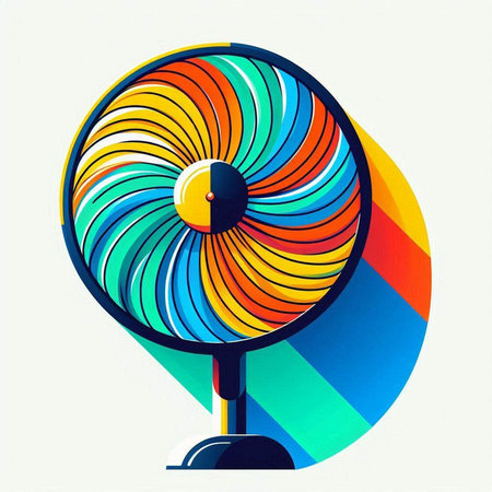 Vintage electric fan. Colorful illustration in pop art style.のイラスト素材