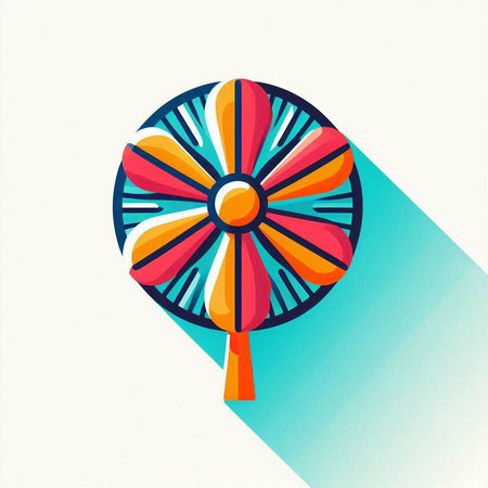 Colorful pinwheel isolated on white background. Flat vector illustration.のイラスト素材