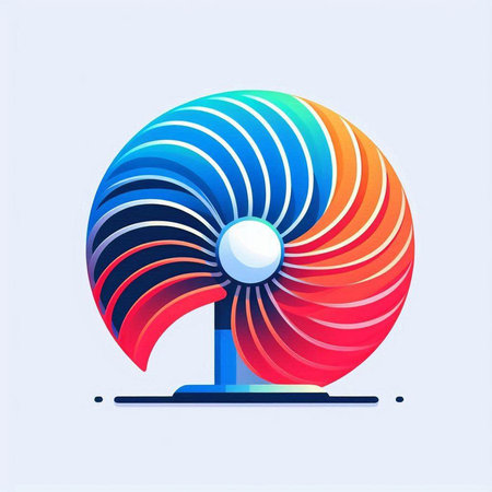 Colorful abstract electric fan on a blue background. Vector illustration.のイラスト素材