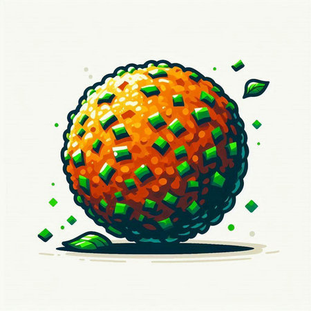 Illustration of a juicy orange with green leaves on a white backgroundのイラスト素材
