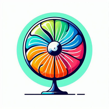 Colorful electric fan isolated on a white background. Vector illustration.のイラスト素材