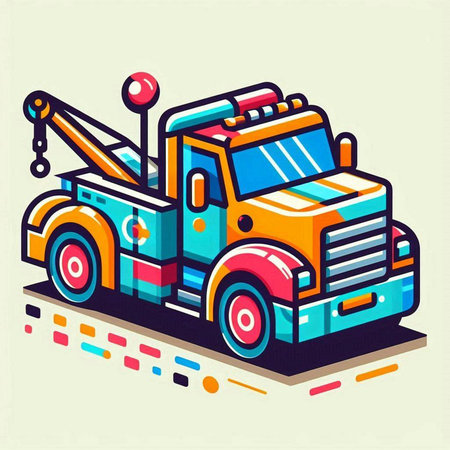 truck with a crane isolated on a white background. vector illustrationのイラスト素材