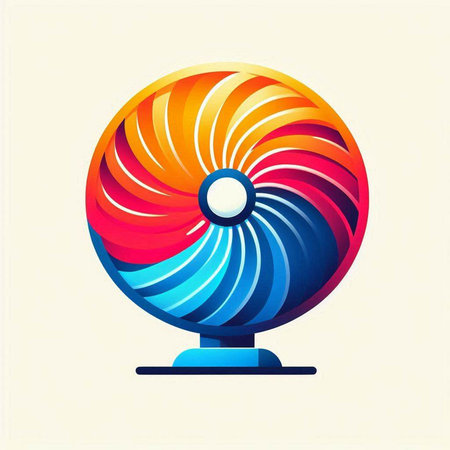 Illustration of Colorful Electric Fan on White Background - Vector Illustrationのイラスト素材