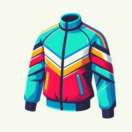 Winter sport jacket isolated on white background. Vector illustration in retro style.のイラスト素材