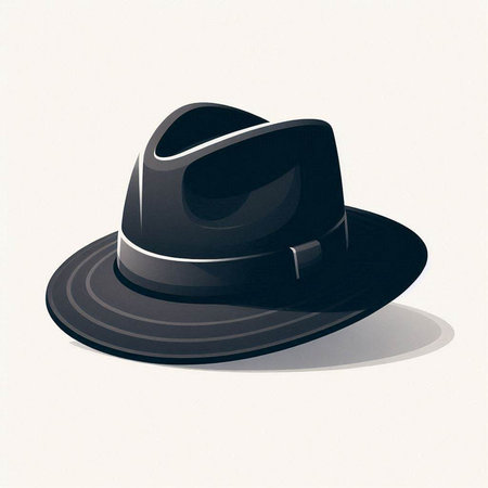 Illustration of a black hat on a white background with shadow.のイラスト素材