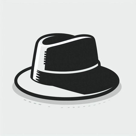 Hat icon in black color, isolated on gray background. Vector illustration.のイラスト素材