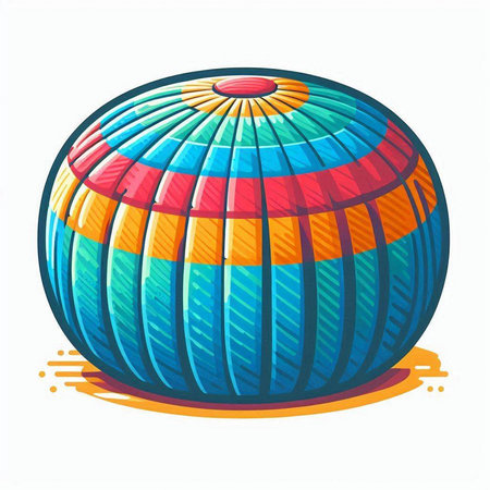 Illustration of a colorful beach ball isolated on a white background.