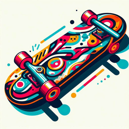 Skateboard on colorful background. Vector illustration. Eps 10.のイラスト素材