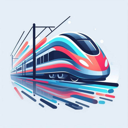 High-speed train on the background of the city. Vector illustrationのイラスト素材