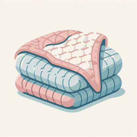 Illustration of a stack of towels in a flat style. Vector illustrationのイラスト素材