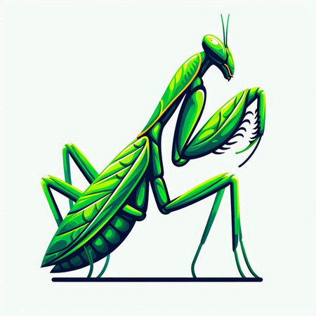 Praying mantis. Vector illustration isolated on white background.のイラスト素材