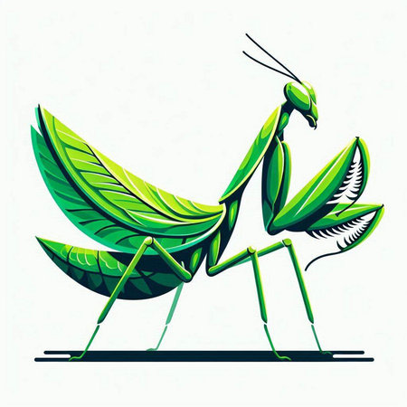 Praying mantis on a white background. Vector illustration.のイラスト素材