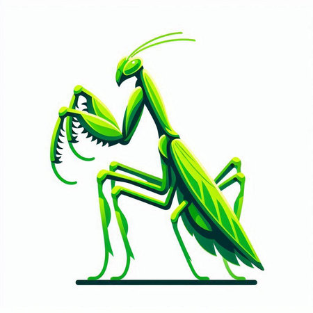 Praying Mantis isolated on white background. Vector illustration.のイラスト素材