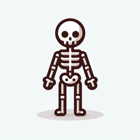 Skeleton with bones cartoon vector illustration for halloween design.のイラスト素材