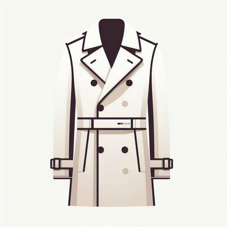 Stylish coat on a white background. Vector illustration in retro style.のイラスト素材