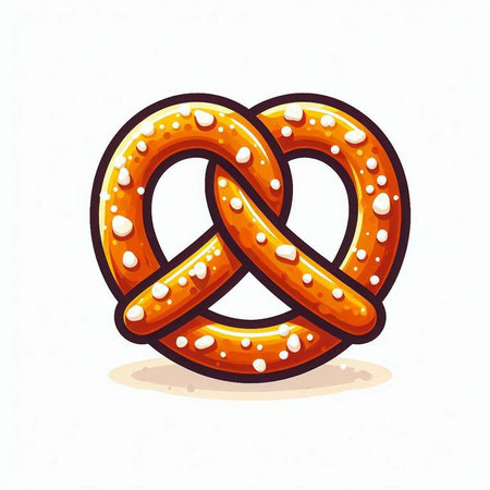 Bavarian pretzel isolated on white background. Vector illustration.