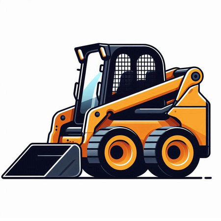 Vector illustration of a yellow loader isolated on a white background. Side view.