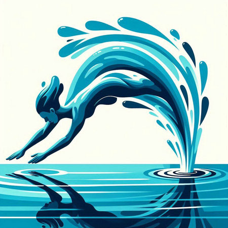 Dolphin jumping in the water. Vector illustration. Eps 10.のイラスト素材