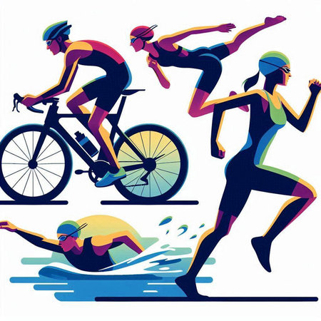 Vector illustration of a triathlon, cycling, triathlon, cycling, triathlonのイラスト素材