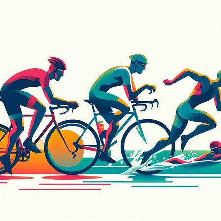 Cyclists racing at the finish line, vector illustration, eps10