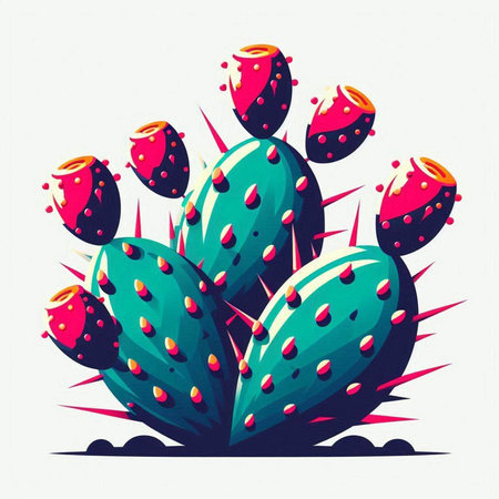 Cactuses in the desert. Vector illustration in cartoon style.のイラスト素材