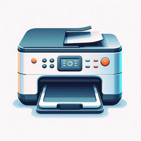 illustration of a modern printer on a white background, vector illustration