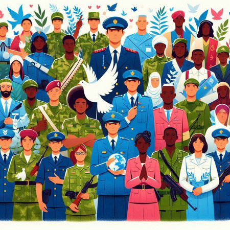 Soldiers of different nationalities and religions. Seamless pattern