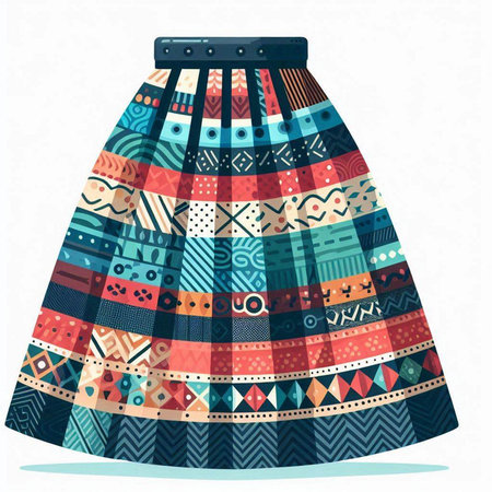 Colorful women's skirt with geometric pattern. Vector illustration for your design