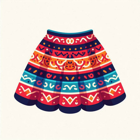 Vector illustration of a woman's skirt in ethnic style. Elegant clothes for women.のイラスト素材
